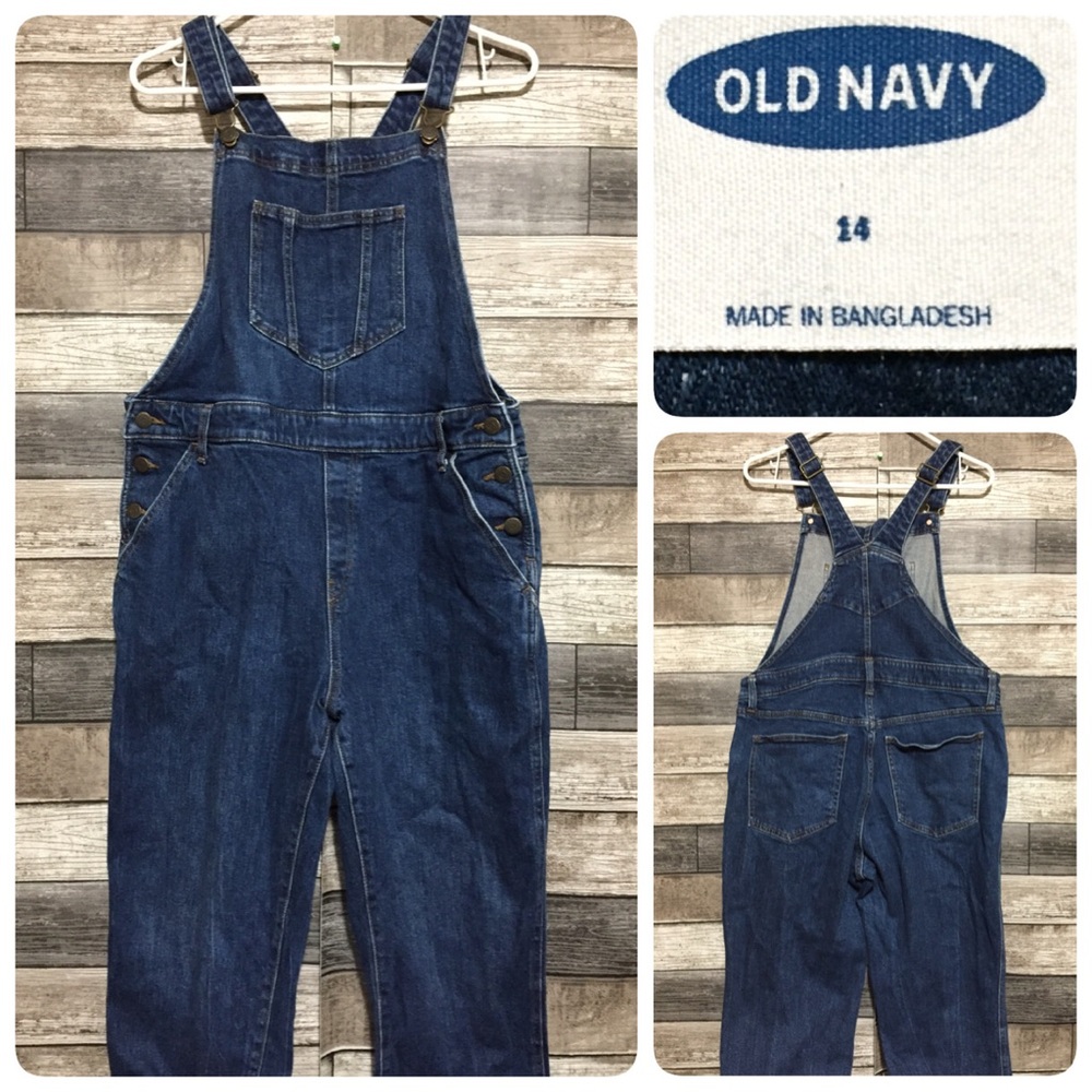 Old Navy Bib Jean Overalls Women’s 14 Blue Denim Stretch (Inseam 27)